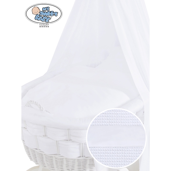 Culla in Vimini con Baldacchino Bianca