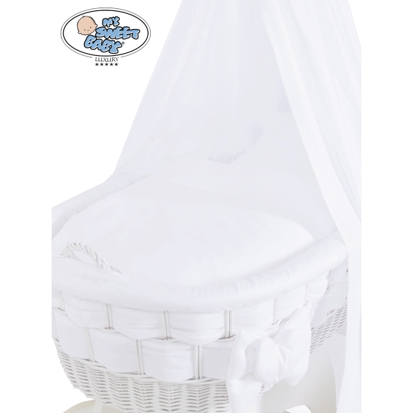 Culla in Vimini con Baldacchino Bianca