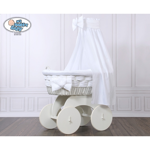 Culla in Vimini con Baldacchino Bianca