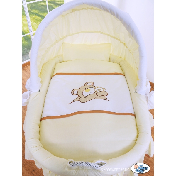 Culla in Vimini con Cappottina e Ruote Creme Barnaba
