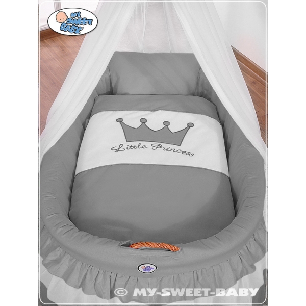 Culla in Vimini con Velo Antracite Little Prince/Princess