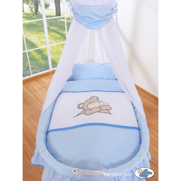 Culla in Vimini con Velo Blu Barnaba