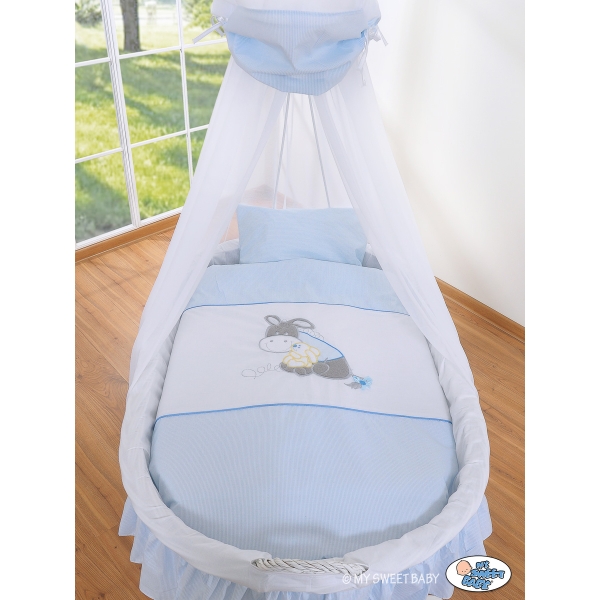 Culla in Vimini con Velo Blu Luca