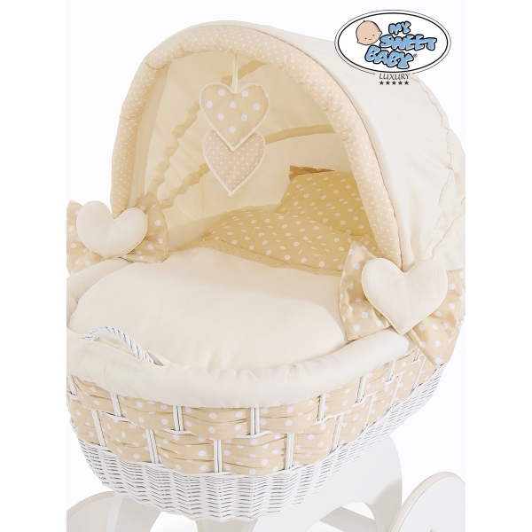 Culla con cappotta in vimini Beige Bianco