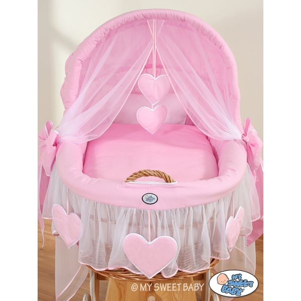 Culla in vimini rosa
