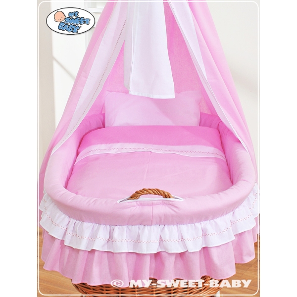Set di Biancheria Rosa Bella per culla in vimini