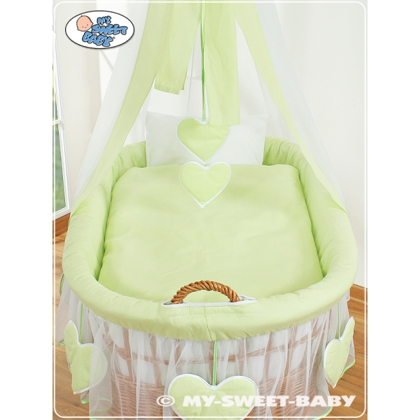 Culla in Vimini per Neonato Set di Biancheria Verde Amelia
