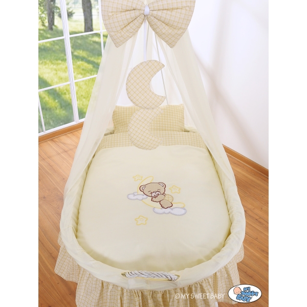 Culla Neonato Rotelle e Baldacchino Creme Notte
