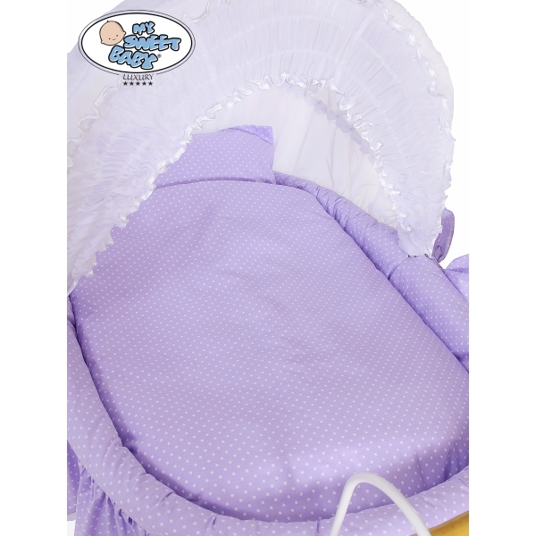 Culla Neonato Stile Vintage Retrò Vimini Bianca Lilla Cristina