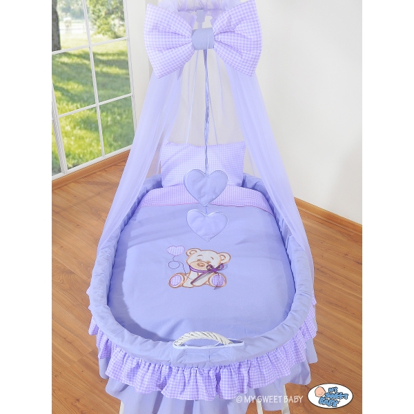 Culla per Neonato con Drappo Piccole Ruote Lilla Nastro