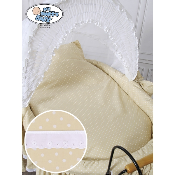 Culla Retrò con Biancheria e Materasso Bianca Beige Cristina