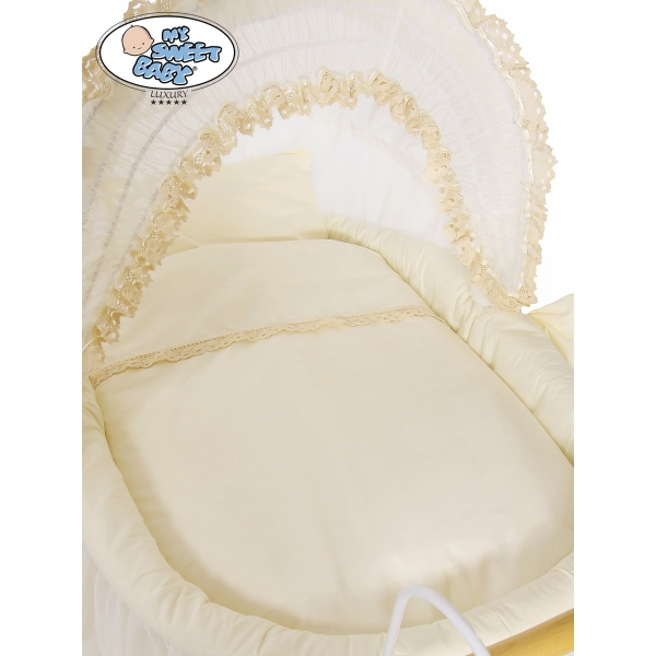 Culla Retrò per Neonato Ruote Cappottina Creme Elisa