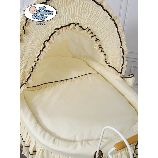 Culla Retrò per Neonato Ruote Cappottina Creme Emma