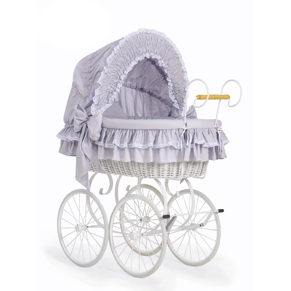 Culla Retrò per Neonato Ruote Cappottina Grigio Vittoria