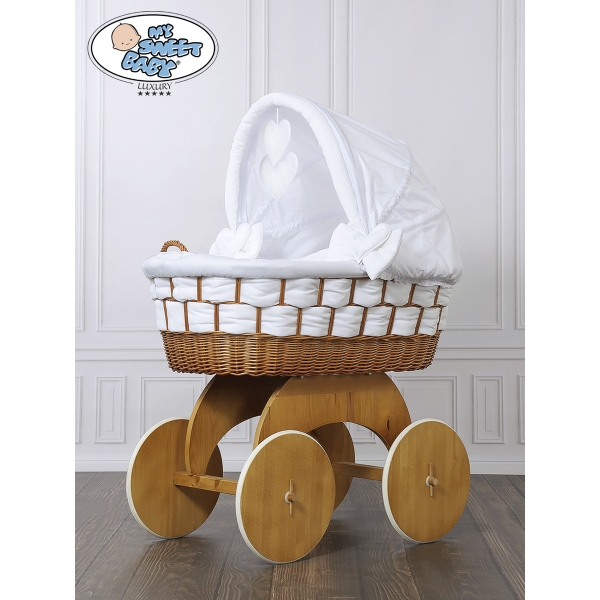 Culla XXL in Vimini con Base in Legno Bianca