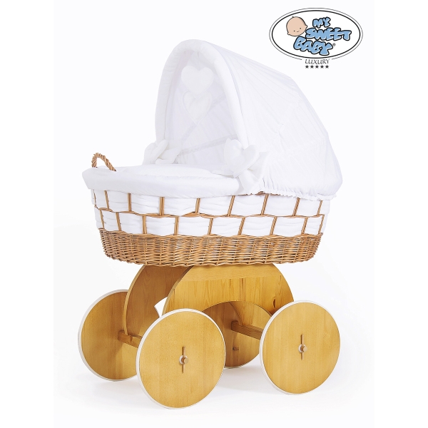 Culla XXL in Vimini con Base in Legno Bianca