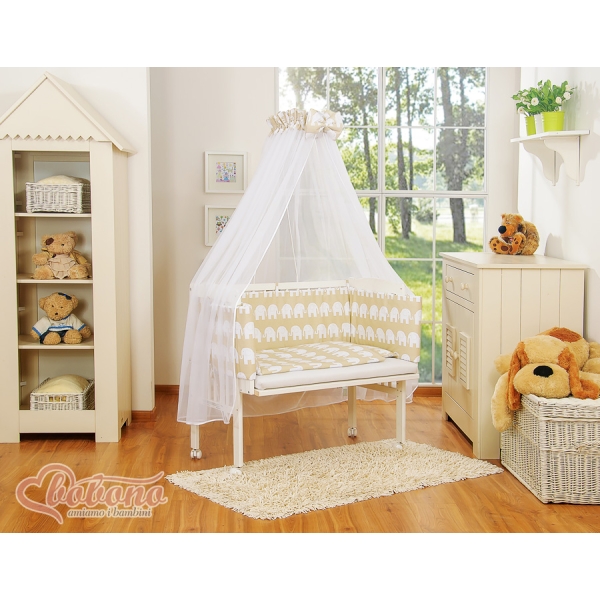 Culle Fianco Letto per Neonati con Zanzariera Beige