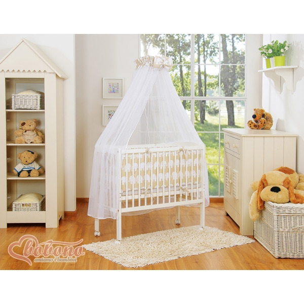 Culle Fianco Letto per Neonati con Zanzariera Beige