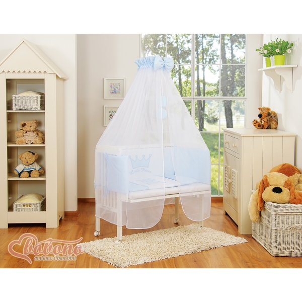 Culle Fianco Letto per Neonati con Zanzariera Blu Little Prince/Princess