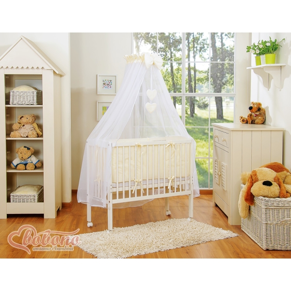 Culle Fianco Letto per Neonati con Zanzariera Creme Cuori