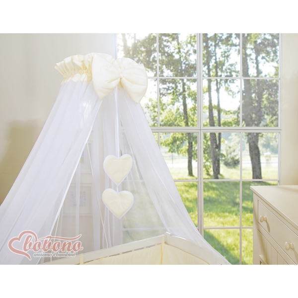 Culle Fianco Letto per Neonati con Zanzariera Creme Cuori