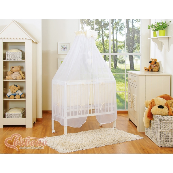 Culle Fianco Letto per Neonati con Zanzariera Creme Cuori
