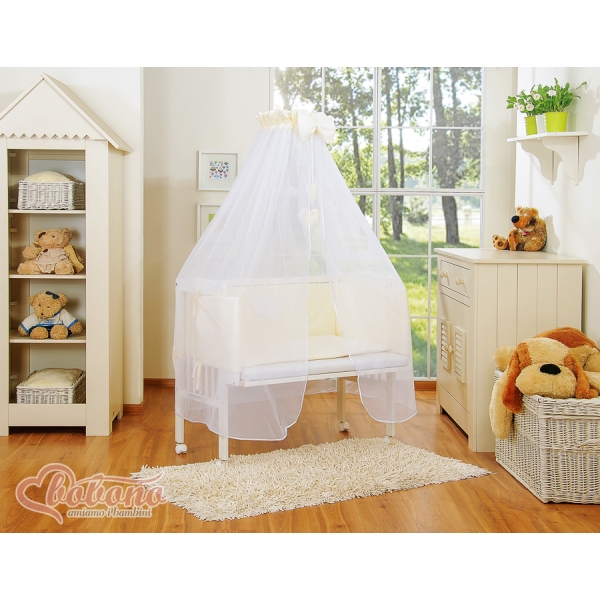 Culle Fianco Letto per Neonati con Zanzariera Creme Cuori
