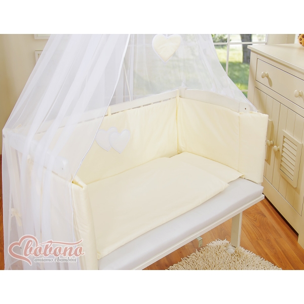 Culle Fianco Letto per Neonati con Zanzariera Creme Cuori