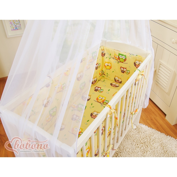 Culle Fianco Letto per Neonati con Zanzariera Creme Gufi