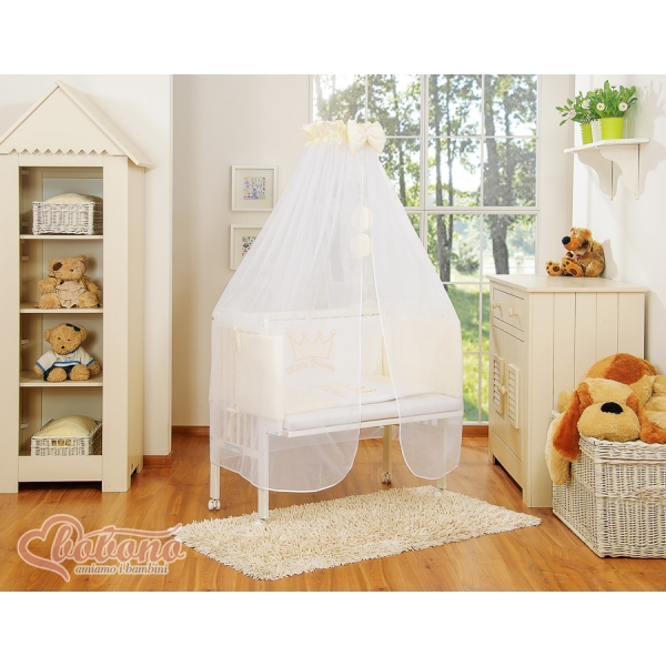 Culle Fianco Letto per Neonati con Zanzariera Creme Little Prince/Princess