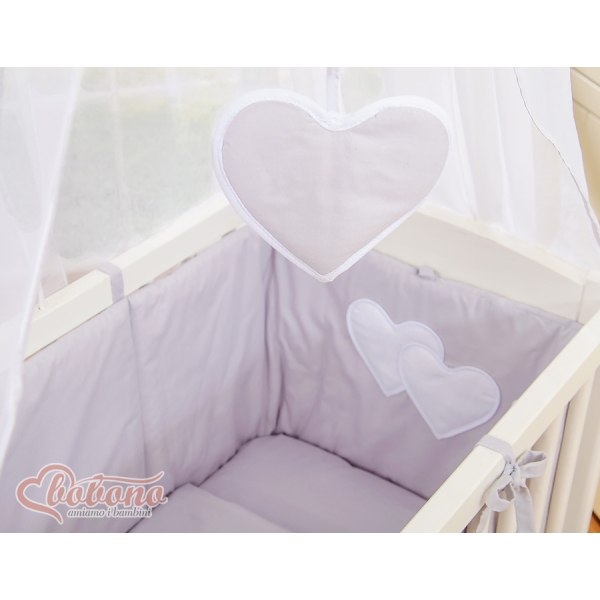 Culle Fianco Letto per Neonati con Zanzariera Grigio Cuori