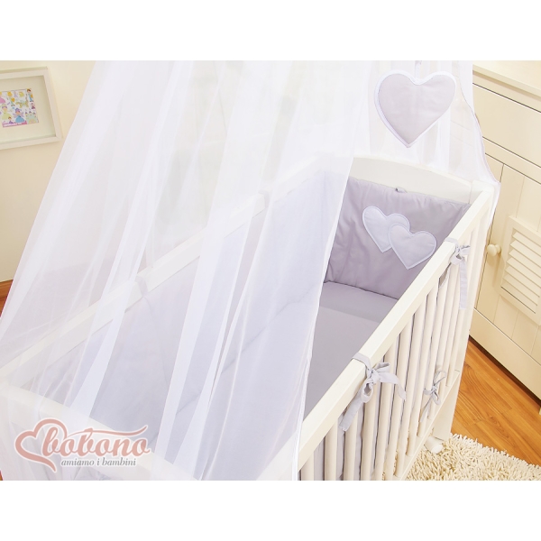 Culle Fianco Letto per Neonati con Zanzariera Grigio Cuori