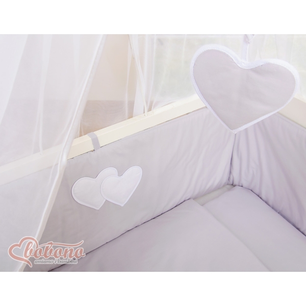 Culle Fianco Letto per Neonati con Zanzariera Grigio Cuori