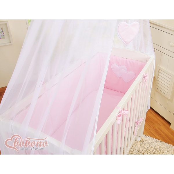Culle Fianco Letto per Neonati con Zanzariera Rosa Cuori