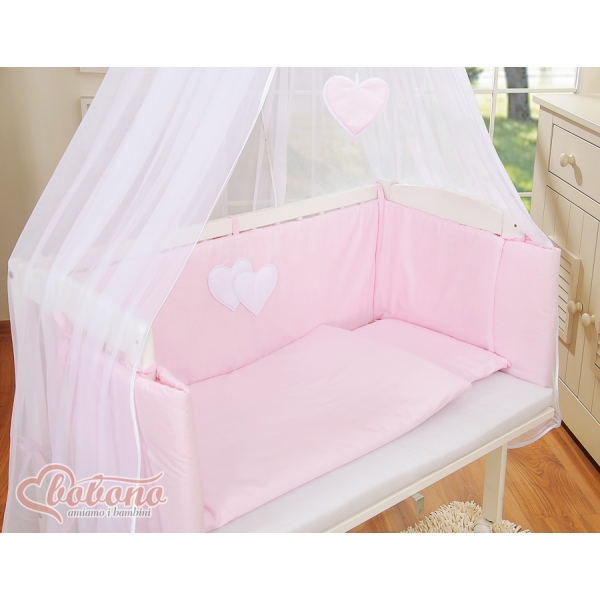 Culle Fianco Letto per Neonati con Zanzariera Rosa Cuori