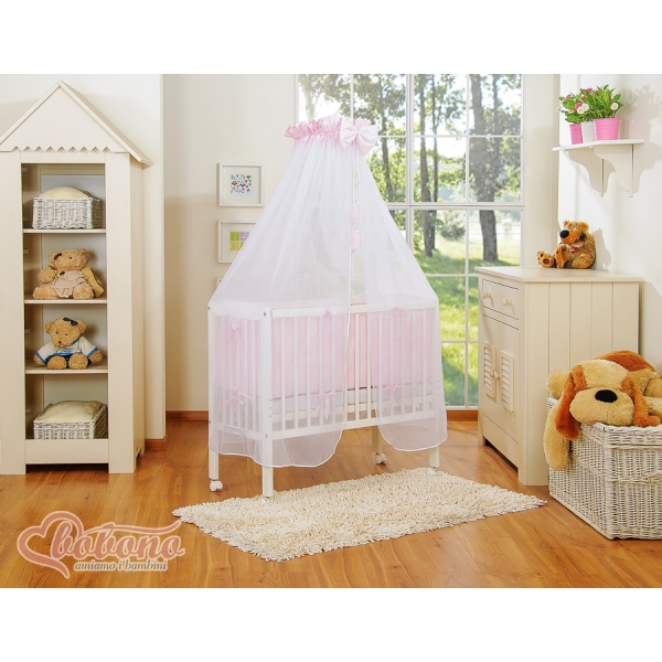 Culle Fianco Letto per Neonati con Zanzariera Rosa Cuori