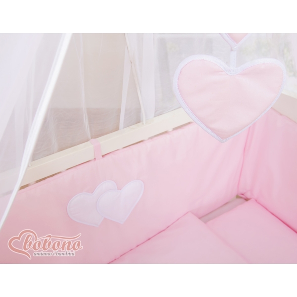 Culle Fianco Letto per Neonati con Zanzariera Rosa Cuori