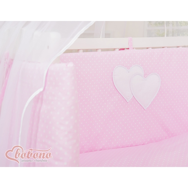 Culle Fianco Letto per Neonati con Zanzariera Rosa Cuori