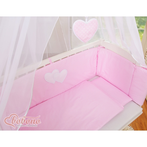 Culle Fianco Letto per Neonati con Zanzariera Rosa Cuori