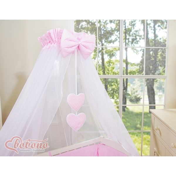 Culle Fianco Letto per Neonati con Zanzariera Rosa Cuori