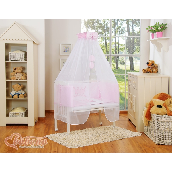 Culla Fianco Letto per Neonati con Zanzariera Rosa Little Prince/Princess