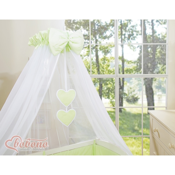 Culle Fianco Letto per Neonati con Zanzariera Verde Cuori