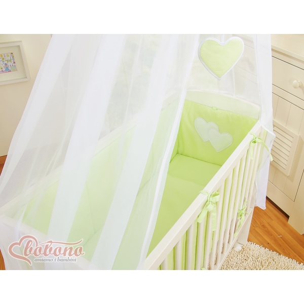Culle Fianco Letto per Neonati con Zanzariera Verde Cuori