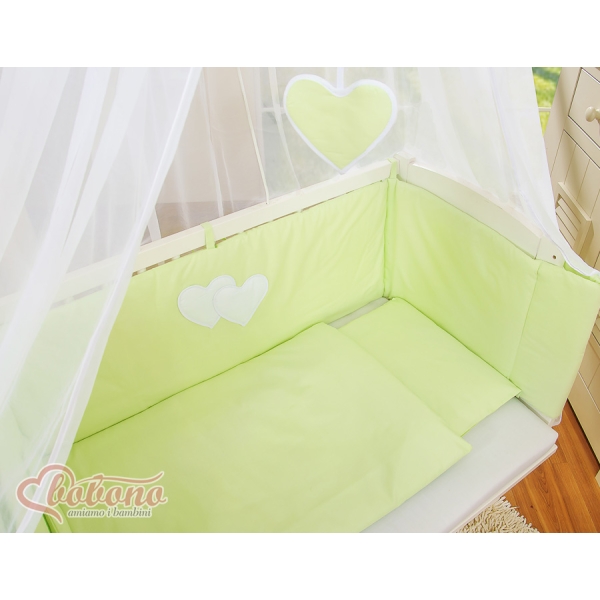 Culle Fianco Letto per Neonati con Zanzariera Verde Cuori