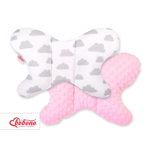 Cuscino Antiurto a Forma di Farfalla Rosa Grigio Nuvole