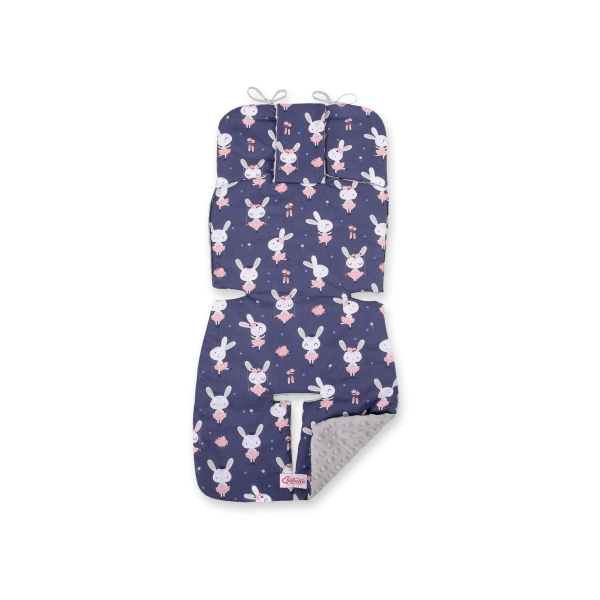 Cuscino Imbottito per Passeggino Grigio Blu Scuro Conigli