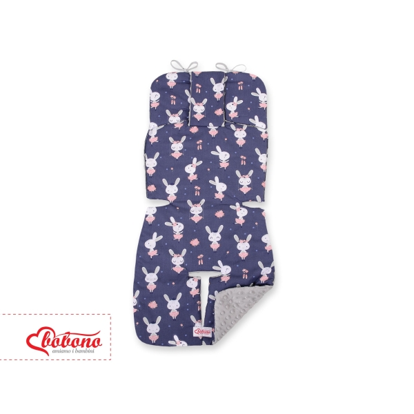 Cuscino Imbottito per Passeggino Grigio Blu Scuro Conigli