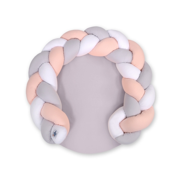 Cuscino Imbottito Tappetino e Treccia 2 in 1 Bianca Grigio Rosa Cipria
