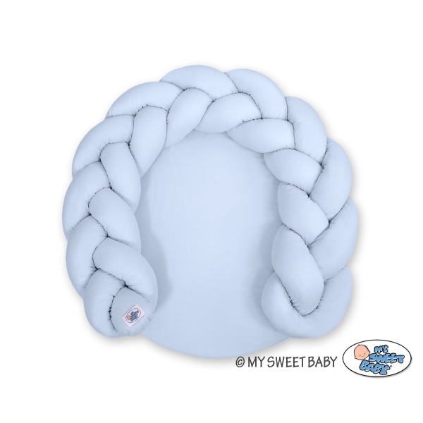 Cuscino Imbottito Tappetino e Treccia 2 in 1 Blu