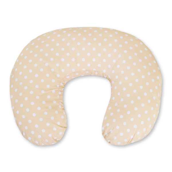 Federa per Cuscino per Allattamento Beige Pois Bianchi Cuori